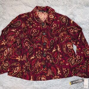 Briggs New York Shirt Womens 3X Paisley Top Button Up Casual Comfort New